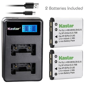 Kastar Battery LCD Dual USB Charger for Olympus Li-40B Li-42B & Olympus FE-5000
