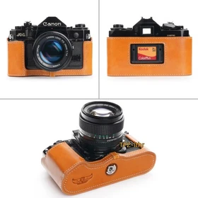 For Canon A-1 /New AE-1 Handmade Genuine Real Leather Half Camera Case Bag Cover