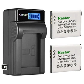 Kastar Battery LCD Wall Charger for Olympus Li-50B LI50C Stylus 9000 Stylus 9010