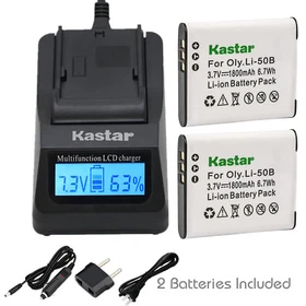 Kastar Battery LCD Fast Charger for Olympus Li-50B LI50C Stylus 9000 Stylus 9010