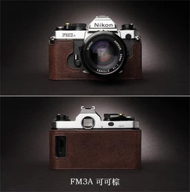 Handmade Cow Leather Half Case for Nikon FM3A Camera Retro Protective Cover Bag