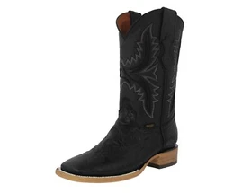 Mens Black Rodeo Western Boots Hand Tooled Leather Cowboy Wear Ranger Star