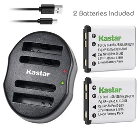 Kastar Battery Dual Charger for Fuji NP45 NP-45S BC-45B Fujifilm instax Mini 70