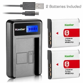 LCD 1 Charger & Battery for Sony NP-BG1 DSC-W100 DSC-W120 DSC-W130 DSC-W150 