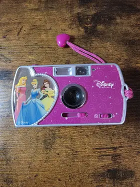 C0709 DISNEY Princess Pink Point Shoot Film Camera Flash