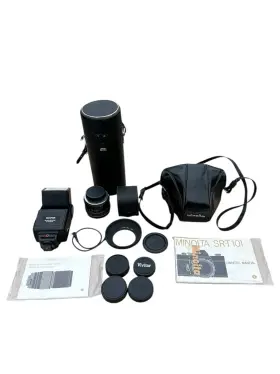 1373162 MINOLTA Srt Film Camera Rokkor Flash Lens
