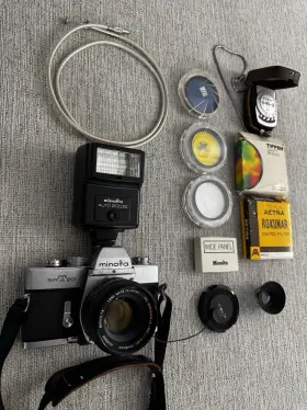 1373845 MINOLTA Srt Film Camera Lens Filters Flash