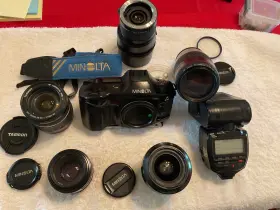 A9XI MINOLTA Maxxum Lenses Teleconverter Flash Strap Bag