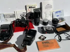 T8511027 NIKON Titan Slr Film Camera Body Lenses Bag