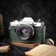 For Olympus OM10 OM20 OM30 Green Real Leather Half Camera Case Bag Cover
