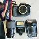 Canon EOS650 Film Camera + Speedlite 188A Flash + Tokina Lens Bundle As Is