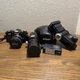 Nikon FE2 35mm SLR Camera Black W/ Accessories Lenses, Flash, Case - For Parts