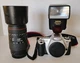 Canon EOS Rebel 2000 35mm SLR Camera W/70-300mm Macro Super Lens & Sunpak Flash