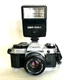 VTG  Canon AE-1 Program Silver Film Camera with Lens & Flash Attachment Untested