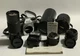 Ricoh KR-5 35mm SLR Camera Lot With 3 Lenses, 2 Hard Lens Cases, Flash & Manuals