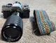 Canon AE-1 35mm Film Camera w Rokinon 1:4.5 f=80-200mm Zoom Lens & Strap Mint