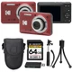 Kodak PIXPRO FZ55 Digital Camera (Red) + Mini Tripod + Case - 64GB Kit