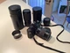KYOCERA YASHICA FX-3 35mm SLR FILM CAMERA w/ 3 Yashica Lenses, Cases, Strap Lot
