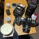 Chinon CP-7m 35mm Camera 2 Zoom Lens Filters Film Flash S-360 Lot 3 Rolls Film