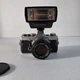 Olympus OM-1 MD 35mm SLR Film Camera w/ F.Zuiko 50mm f/1.8 Lens & Flash Tested 
