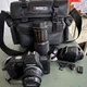 Chinon CP-7 35mm Film Camera Black with Lens, Sunpak Flash, UNTESTED 
