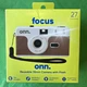 onn. Focus Reusable 35mm Camera with Flash + Film + Battery Included