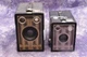 2 Kodak Brownie Junior Box Cameras ( One Six-16 and One Six-20) Art Deco Front 