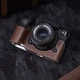 Vintage Genuine Leather Half-Wrap Camera Case for Fuji X-H2S XH2S Case Coffee