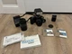 Vintage Minolta Maxxum 5000i 35mm film camera with accessories