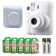 Fujifilm Instax Mini 12 Camera (Clay White) w/ Case & 100 Mini Film