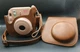 Fujifilm Instax Mini 8 Instant Camera Pink w Brown Vegan Leather Case. Works!