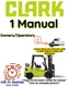 CLARK EC300 20 EC30020 FORKLIFT OPERATOR OWNER MANUAL PDF ON USB