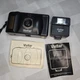 Vivitar EZ35 Film Camera Black Patterned Used W EZ10 Flash Unit Strap 35mm VTG