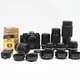 Nikon EM MD-E film camera E-lenses (E28, E35, E50, E100, E135, E36-72, E75-150)