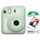 Fujifilm instax Mini 12 Fuji Instant Film Camera, Mint Green with 20 Print Film