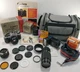 Canon AE-1 Program Camera Box Manual 50mm 75-205mm 2x Lens Filters Flash & Bag
