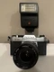 Vintage Pentax K1000 SLR Camera with 3 lenses & flash.