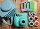 FujiFilm Instax Camera Mini 7S w/Carry Case Seafoam Green Aqua
