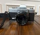 Minolta SR-T 201 Silver 35mm SLR Film Camera w/ MD Rokkor-X 45mm f/2 Lens