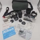 Nikon N65 35mm SLR Camera Kit 2 Sigma Zoom Lenses Filters Bag Box Manuals AS IS