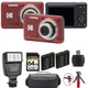 Kodak PIXPRO FZ55 Digital Camera (Red) + Extra Battery + Flash - 64GB Kit