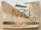 Nikon N70 AF Instruction Manual