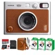 Fujifilm Instax Mini EVO Instant Film Camera (Brown) with 60 Films + 32GB Card