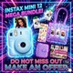 Fujifilm Instax Mini 12 Camera Sky Blue Bundle w/ Film Album Tote Stickers NEW