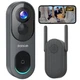 BOTSLAB 5MP Wireless Video Doorbell Camera,180&deg; Head-to-Toe View, AI Motion