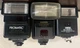 Lot 3 Vintage Camera Flashes Untested Sunpak Auto 355 AF Focal DA-200S Promatic