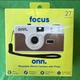 onn. Focus Reusable 35mm Camera with Flash + Film + Battery Included
