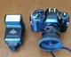Ricoh KR-30SP 35mm SLR Film Camera with 50mm Lens, Hood, Flash