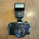 Vivitar V50 Black 35mm w Promaster FT-1700 Flash Manual Focus SLR Film Camera