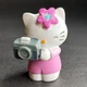 HELLO KITTY Holding Retro Camera Mini Resin Figurine Pink Dress 2008 Sanrio HTF